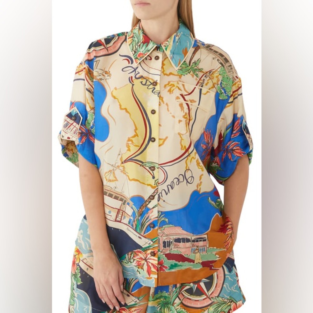 NEW: Zimmermann Alight Silk Nautical Top & Shorts Set: Size 2 (US 6-8) - Picture 5 of 6